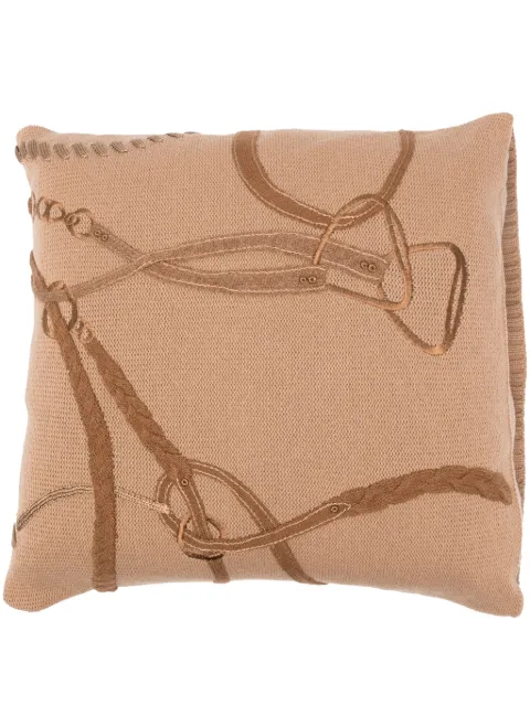 Ralph Lauren Home equestrian-motif knitted cushion Brown 650802767001