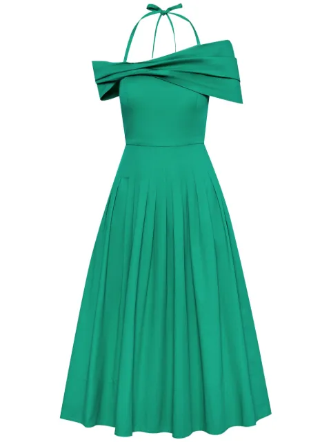 Oscar de la Renta off-shoulder halterneck midi dress Green 24RN224SRNEMR