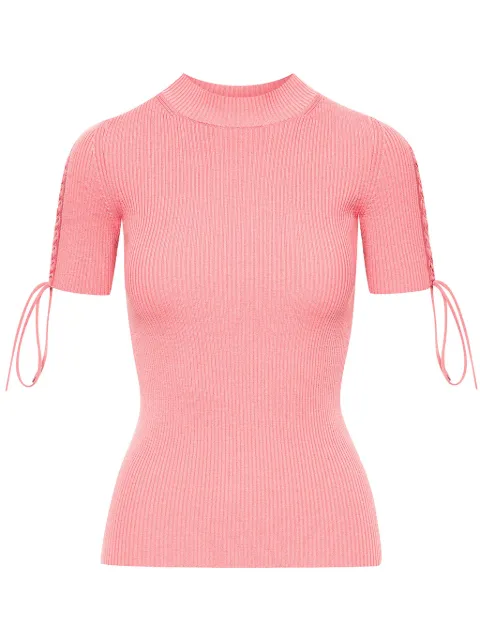 Oscar de la Renta tie-detail ribbed jumper Pink 24RN106NVRDRS