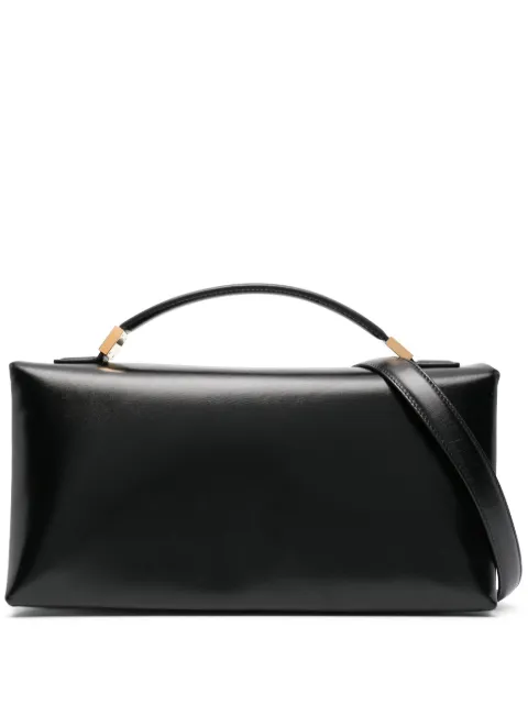 Marni Prisma logo-stamp leather tote bag Black BMMP0130U0P6039