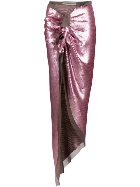 Rick Owens sequinned asymmetric maxi skirt Pink RO02C1372SEM1