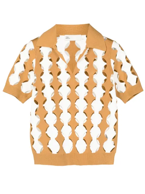 Tory Burch cut-out polo-collar T-shirt Brown 150390