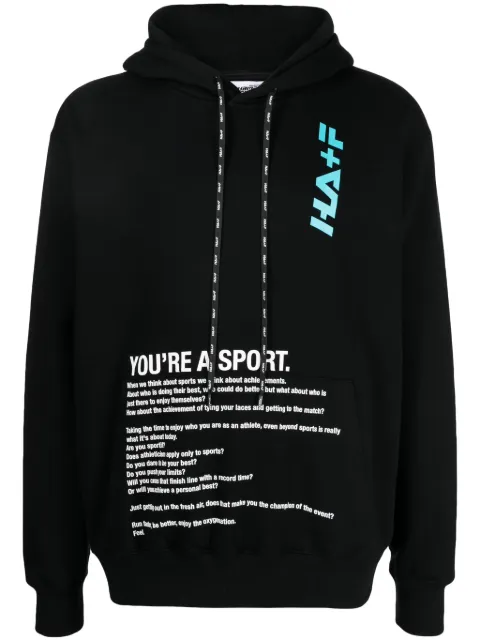 Haider Ackermann text-print cotton hoodie Black 42PF23SW05320119