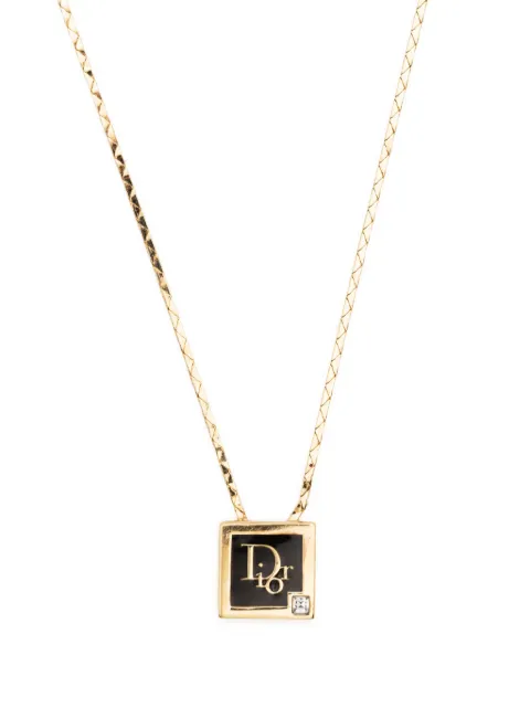 Christian Dior Pre-Owned 1980s logo-pendant chain necklace Gold 1501280