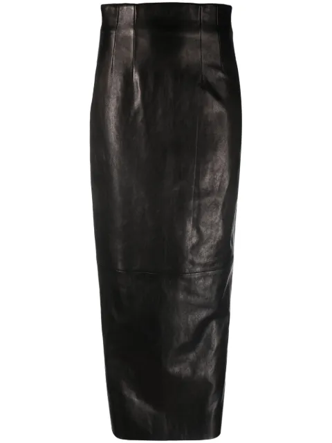 KHAITE The Loxley leather midi skirt Black 4108729200