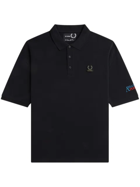 Fred Perry logo-embroidered cotton polo shirt Black SM6502