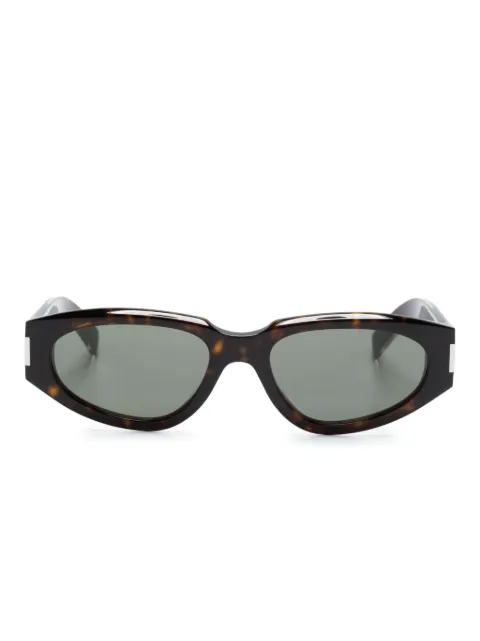 Saint Laurent Eyewear tortoiseshell-effect oval-frame sunglasses Brown SL618