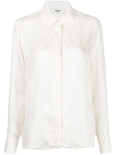 FENDI FF motif silk shirt Neutrals FS8140AJ0Z