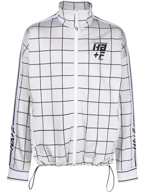 Haider Ackermann logo-print checked jacket Neutrals 42PF23SW07194119