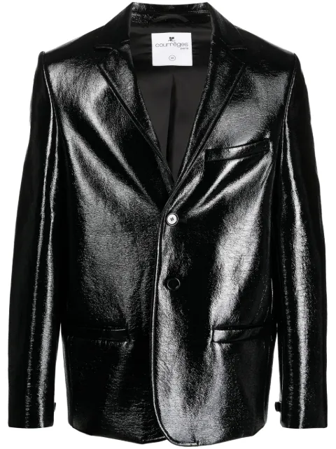 Courrèges zip-detail patent-finish blazer Black 323CVE052VY0014