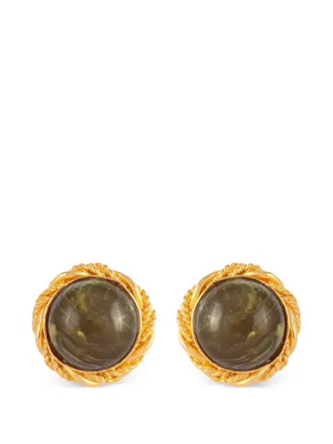 Susan Caplan Vintage 1980s Rediscovered stone-embellished clip-on earrings Gold ER025145