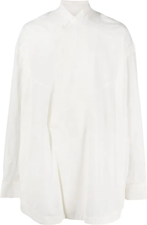 Julius concealed-fastening cotton-blend shirt White 837SHM1