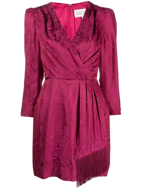 Saloni abstract-pattern silk minidress Pink TIA10746