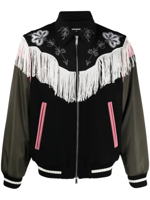 DSQUARED2 frayed-trim bomber jacket Black S71AN0488S78134