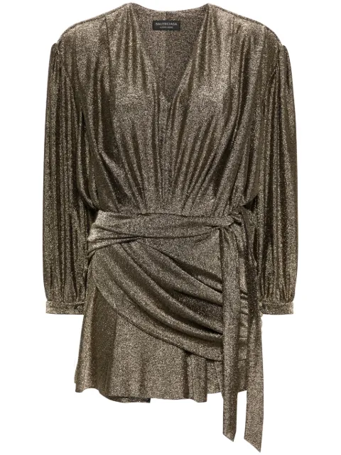 Balenciaga draped glittered mini dress Brown 772748TPV27