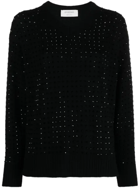 Sportmax rhinestone-embellished fine-knit jumper Black 2323661133600