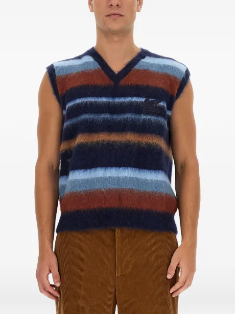 ETRO striped V-neck vest Blue 1N9609678