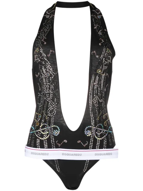 DSQUARED2 crystal-embellished cotton body Black S72NA0097S20694