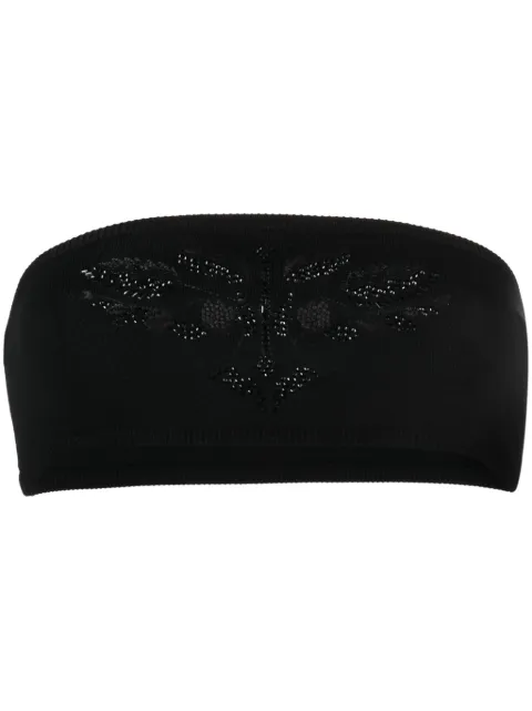 Max Mara floral-embroidered studded cropped top Black 2318660137600