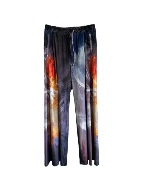 Taakk printed velvet drawstring trousers Blue TA23AWPT079