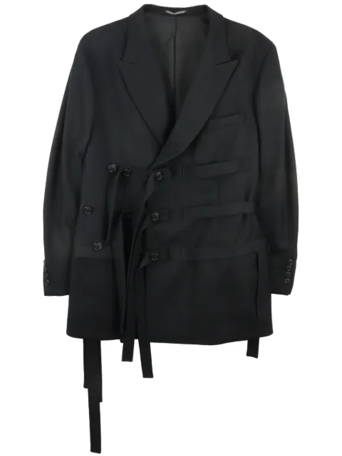 Yohji Yamamoto Worsted Tasmania belted wool blazer Black HJJ691241