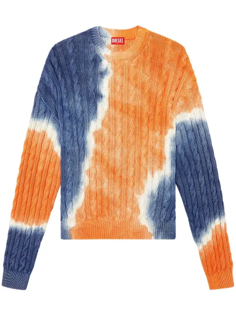 Diesel K-Janci tie-dye cable-knit jumper Orange A124590CNAQ