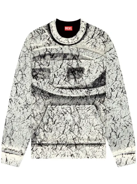 Diesel S-Macoval cracked-effect cotton sweatshirt Grey A117620ALAQ