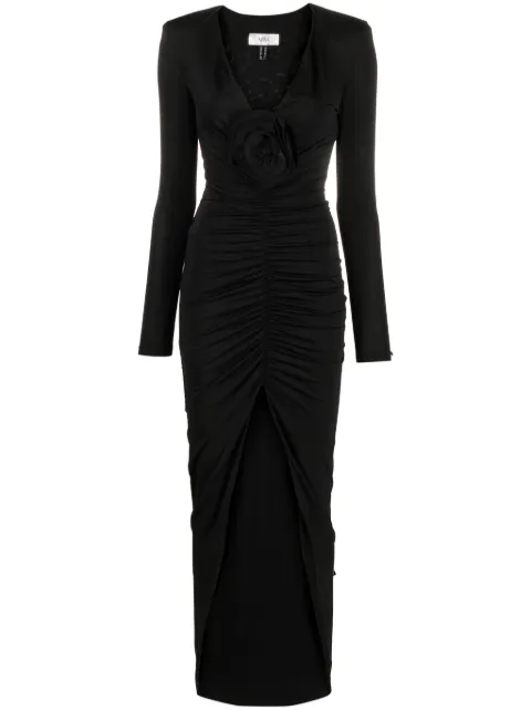 NISSA floral-detailing maxi dress Black RS14498BLACK