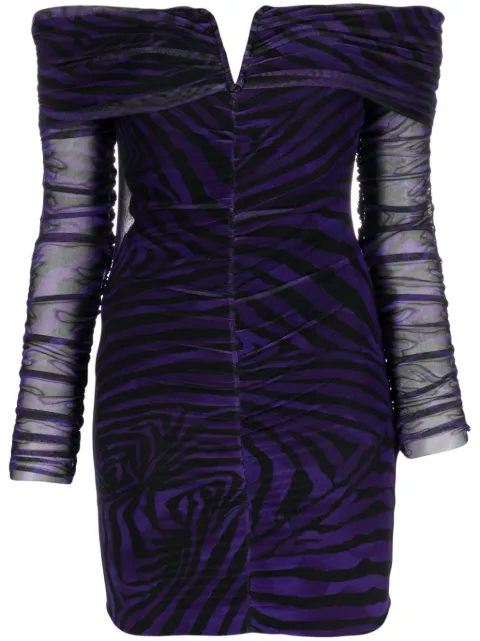 NISSA zebra-print off-shoulder minidress Black RS14561