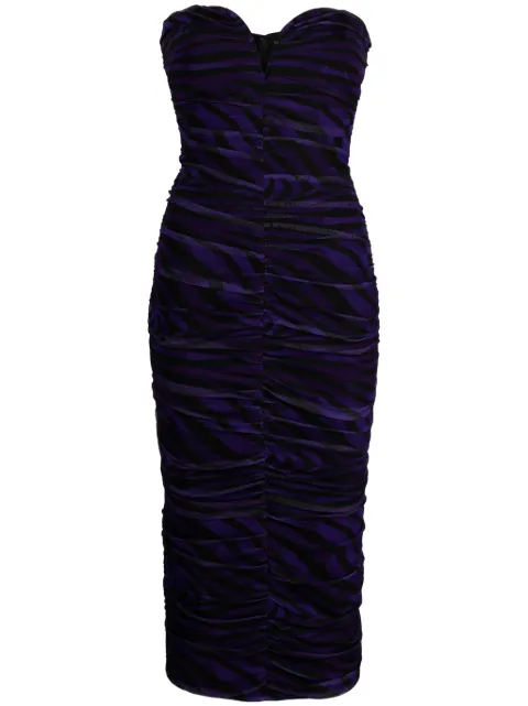 NISSA zebra-print ruched midi dress Black RS14385