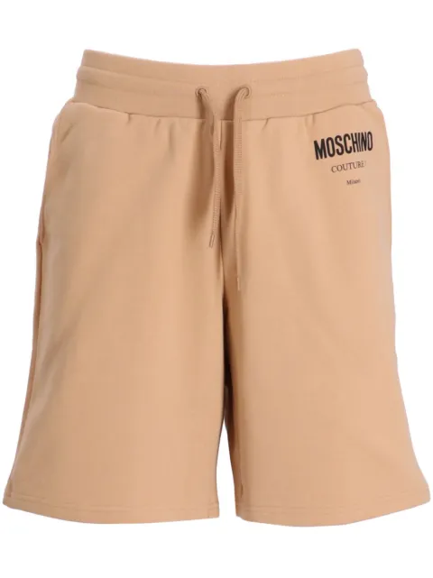 Moschino logo-print organic cotton track shorts Neutrals A03075228