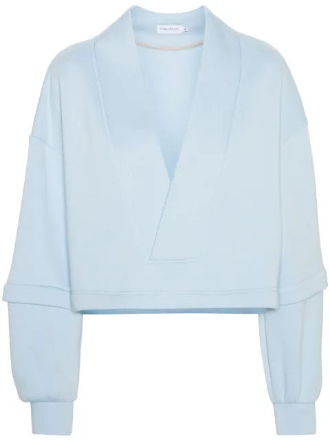 Ioana Ciolacu V-neck cotton-blend sweatshirt Blue ID24SW01
