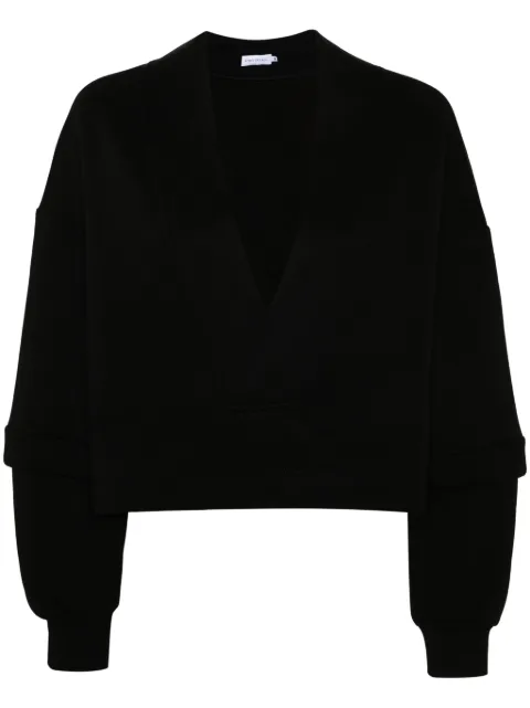 Ioana Ciolacu V-neck cotton-blend sweatshirt Black ID24SW01
