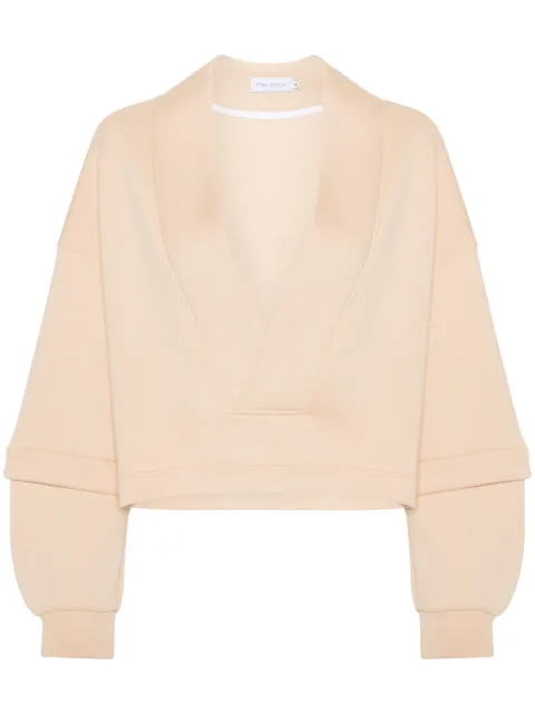 Ioana Ciolacu V-neck cotton-blend sweatshirt Neutrals ID24SW01