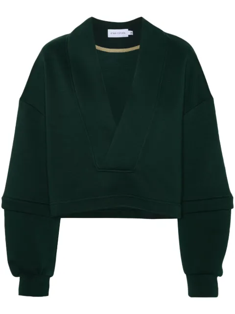Ioana Ciolacu V-neck cotton-blend sweatshirt Green ID24SW01