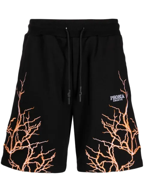 PHOBIA Lightning-embroidered track shorts Black PH00103OR