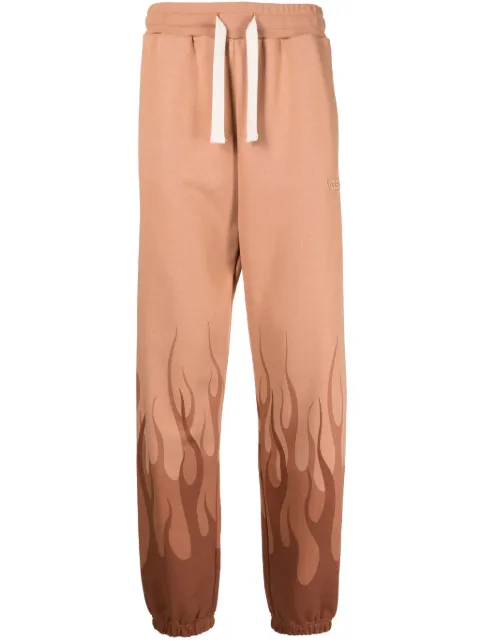 Vision Of Super flame-print cotton track pants Brown VS00523