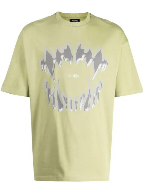PHOBIA Demon Bite-print cotton T-shirt Green PH00194