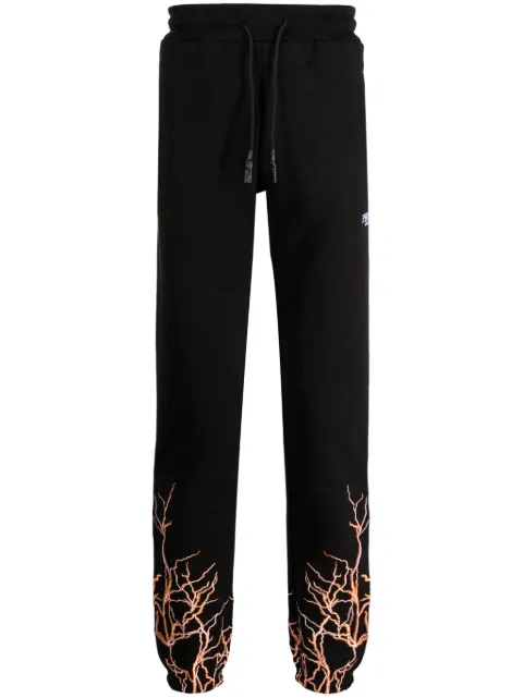 PHOBIA Lightning-embroidered cotton track pants Black PH00100OR