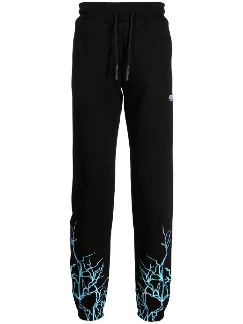 PHOBIA Lightning-print cotton track trousers Black PH00098LB