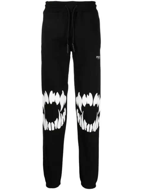 PHOBIA Mouth-print cotton track pants Black PH00207