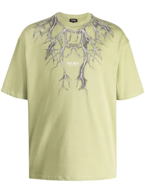 PHOBIA Lightning-print cotton T-shirt Green PH00124GREY