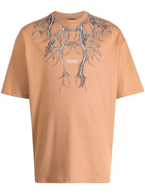 PHOBIA Lightning-print cotton T-shirt Brown PH00122GREY