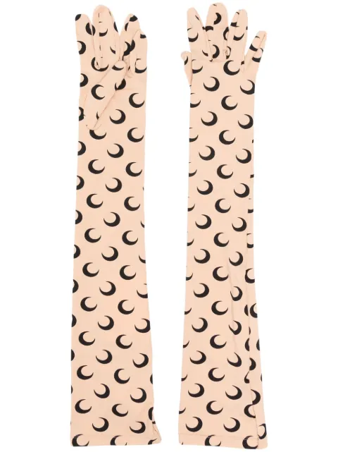 Marine Serre All Over Moon-pattern gloves Neutrals WSA024ACJER0001TA10