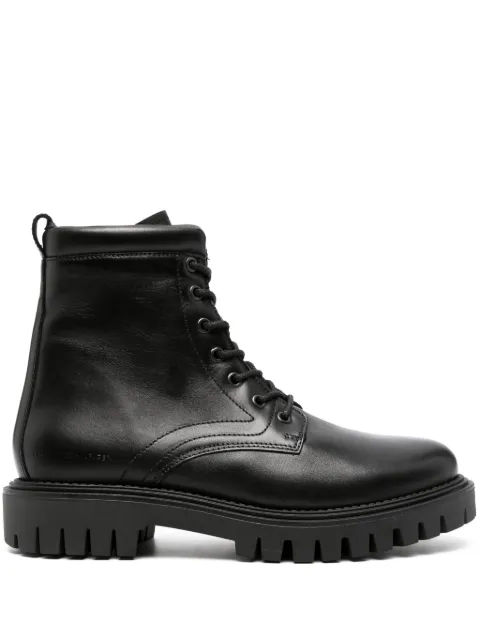 Tommy Hilfiger logo-embossed leather boots Black FM0FM04756