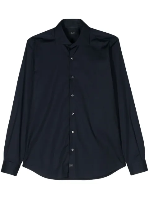 Fay spread-collar cotton shirt Blue NCMA148259SORM