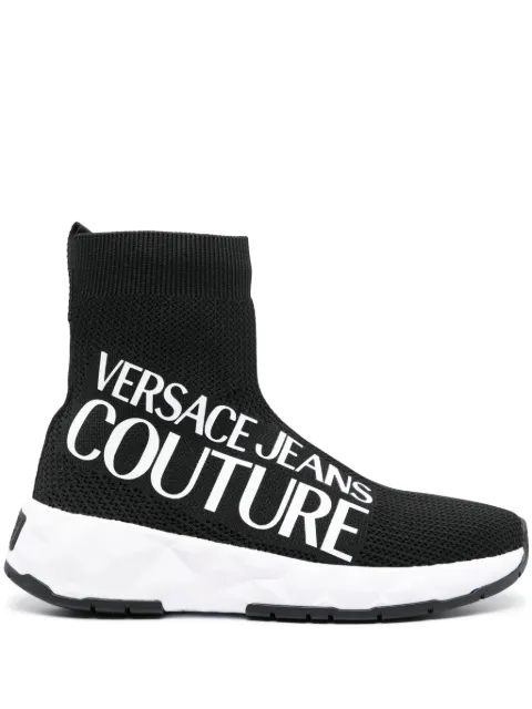 Versace Jeans Couture logo-print sock sneakers Black 75VA3SB5ZS671