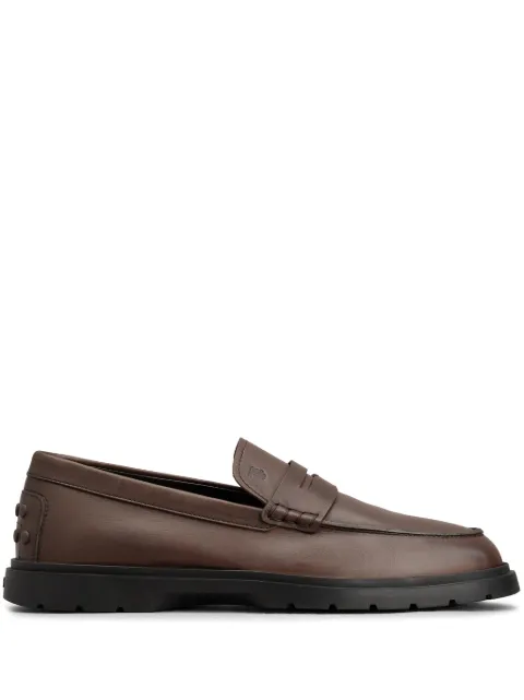 Tod's logo-debossed leather loafers Brown XXM59K00010N6M