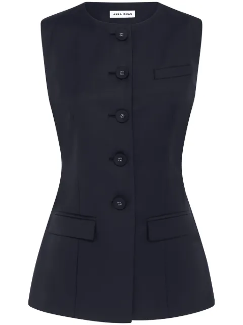 Anna Quan Bailey waistcoat-style wool top Black BAILEYTOPBLACK