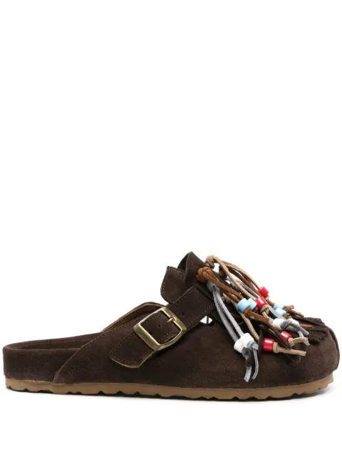 Scarosso Gea tasselled suede slippers Brown GEAMULEBROSUED